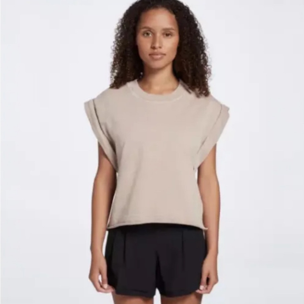 CALIA taupe short sleeve crop top